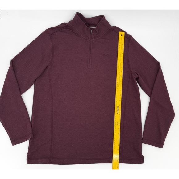 Orvis Sweater Mens Large Pullover Burgundy Quarter Zip Mock Neck Long Sleeve - Picture 7 of 13